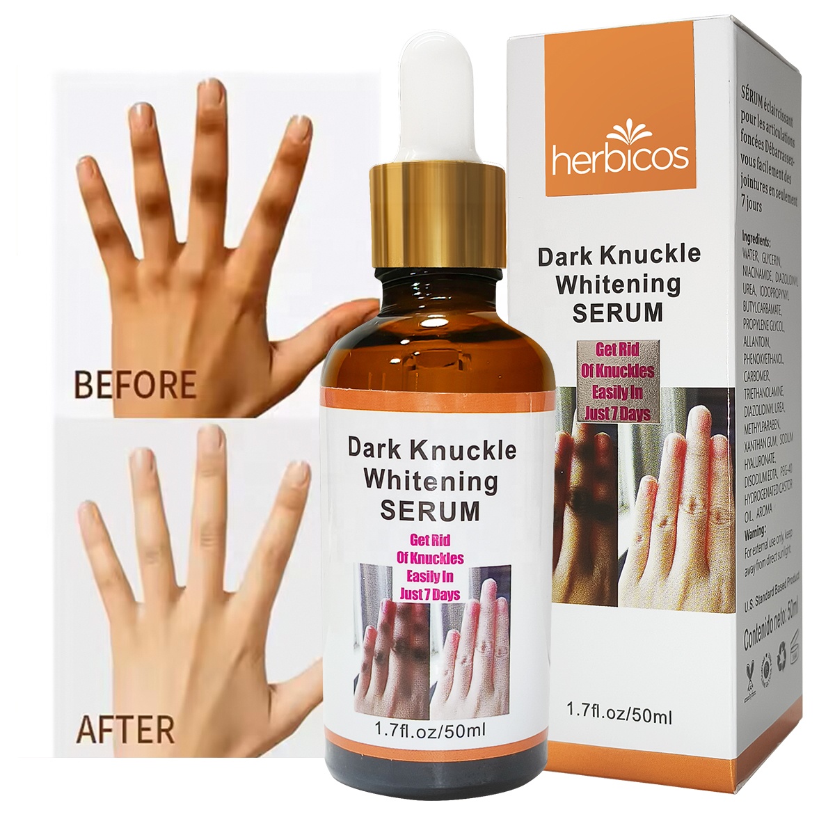 Private Label Organic Moisturizing Brightening 7 Days Dark Knuckle Eraser Oil Remover Whitening Serum