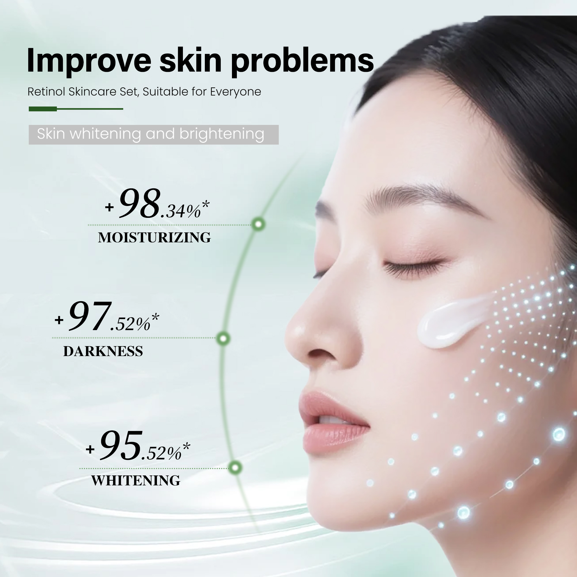GREENLEM Gold Retinol Glycolic Acid Vitamin C Skin Firming Peptide Smoothing Revitalizing Moisturizer Face Serum Set For Women