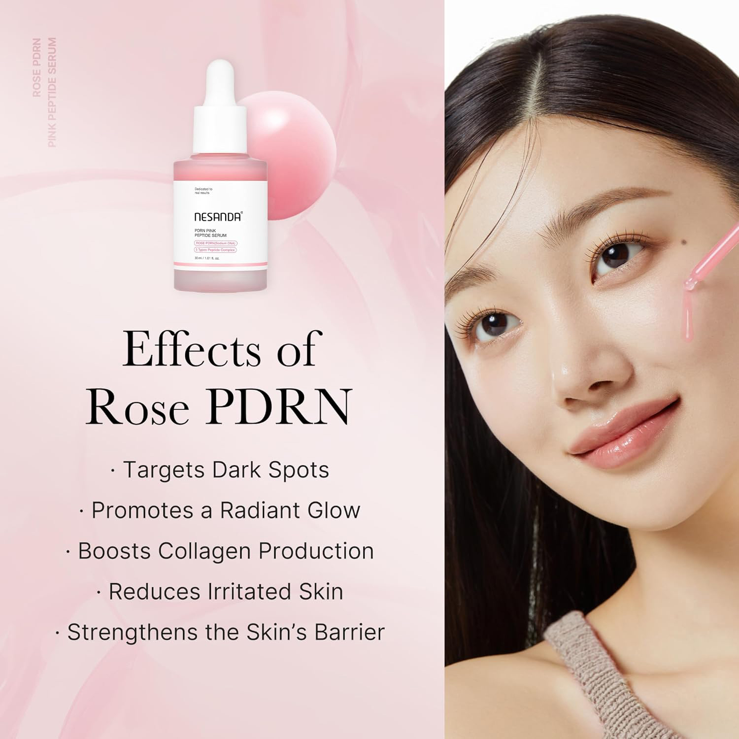 Private Label PDRN Pink Peptide Serum Niacinamide Hydrate Moisturize Firming Uneven Skin Tone Facial Serums for Dark Spot Skin