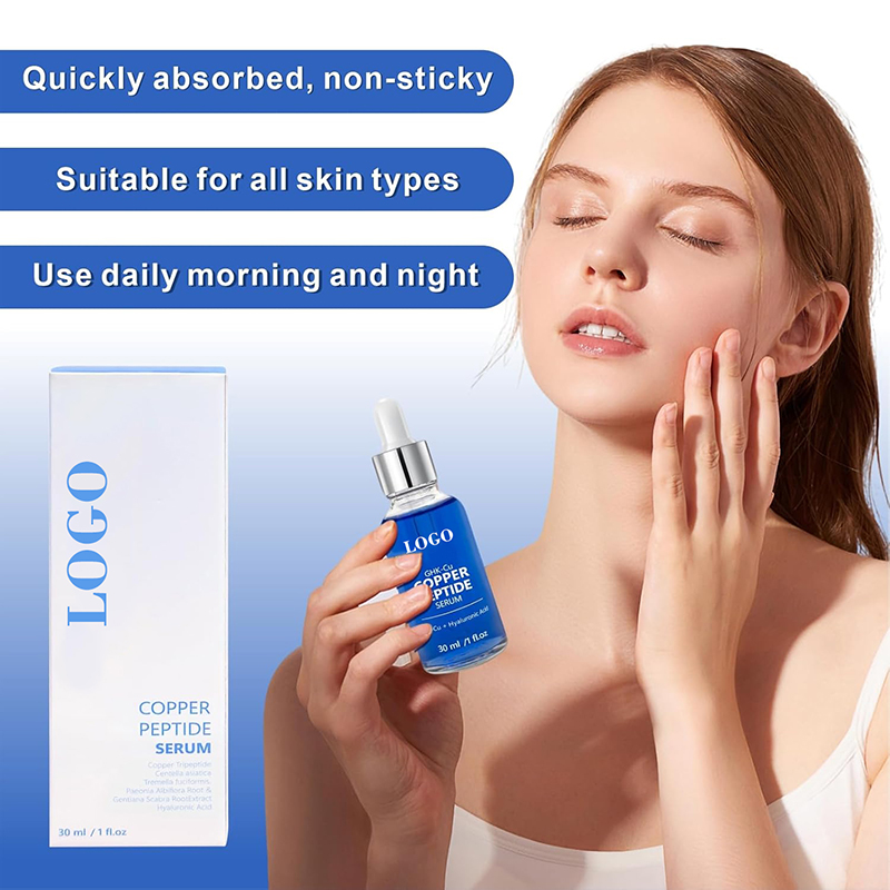 OEM Custom Private Logo Face Skin Care Anti Aging Reduce Fine Lines and Wrinkles Ghk-Cu Copper Peptide Serum