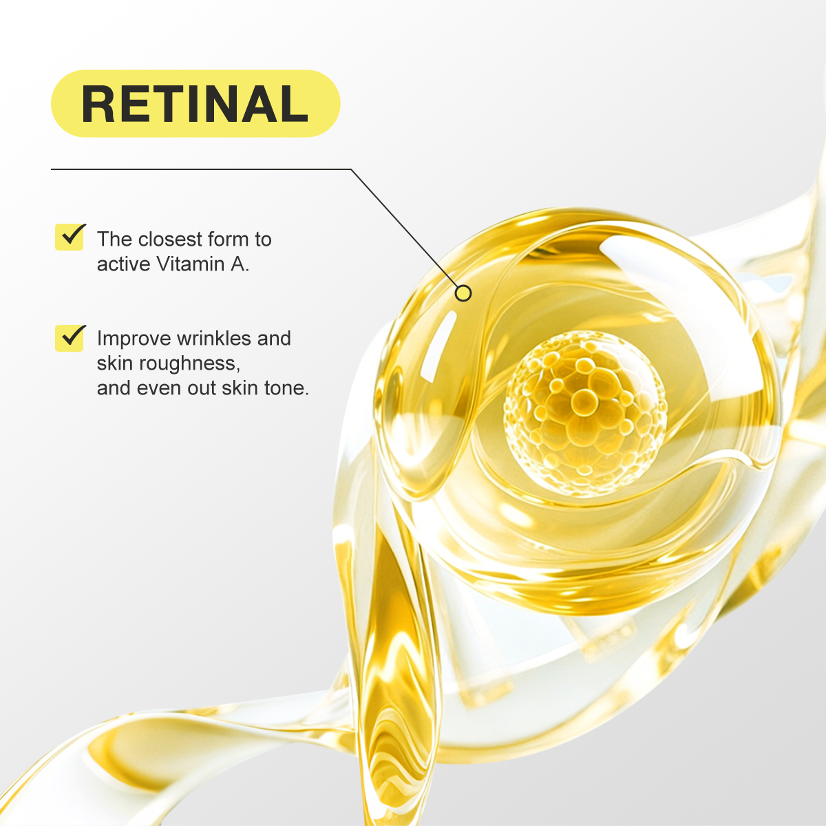 OEM Bakuchiol Peptides Retinal Serum Anti Aging Anti Wrinkle Acetyl Hexapeptide-8 Face Serum Clean Beauty Skincare Retinal Serum