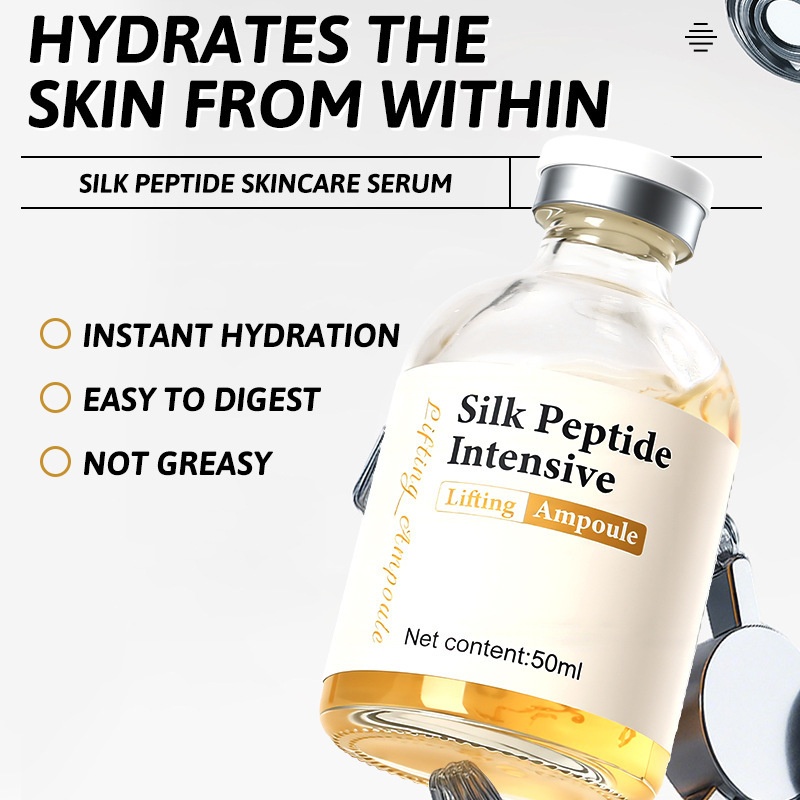 Wholesale Private Label Organic Silk Peptide Collagen Ampoule Serum Anti Aging Wrinkle Repairing Firming Moisturizing Face Serum