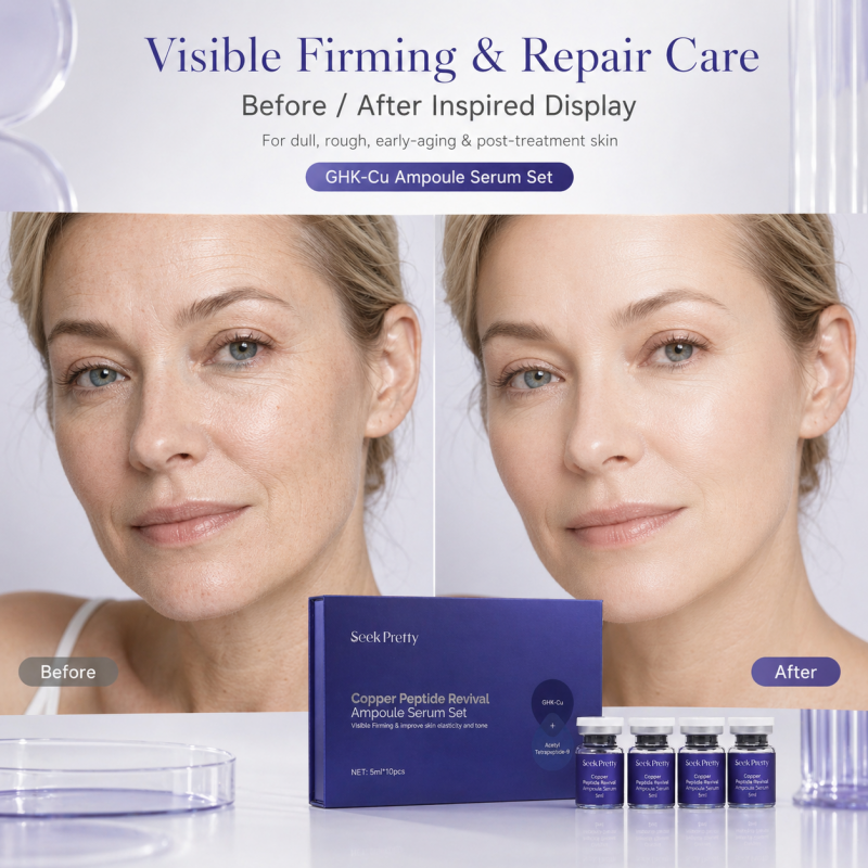 Seek Pretty Private Label HA Hydrating Smoothing Wrinkle Tightening Skin Repairing Blue Copper Peptide Face Serum
