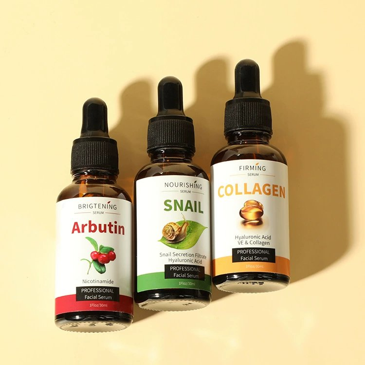 OEM Hyaluronic Acid Collagen Moisturizing Hydrating Smoothing Retinol Snail Arbutin Vitaming C Serum