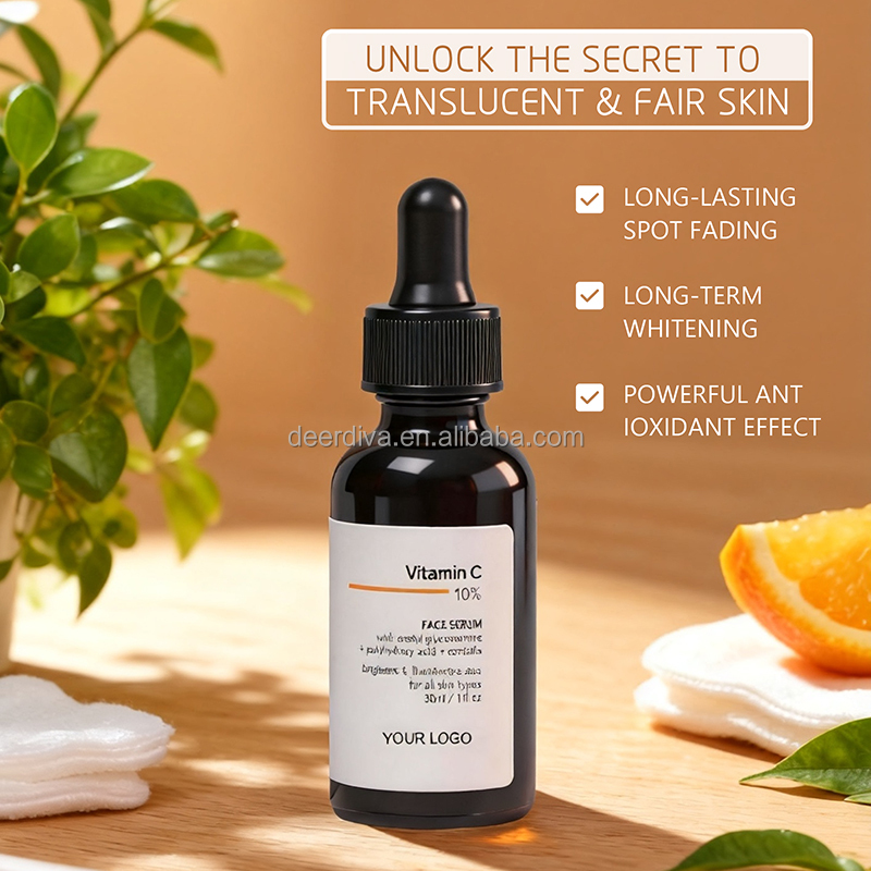 OEM 30ml 10% VC Facial Serum Oil-Free Moisturizing Anti-Sallowness Serum for Dull Skin
