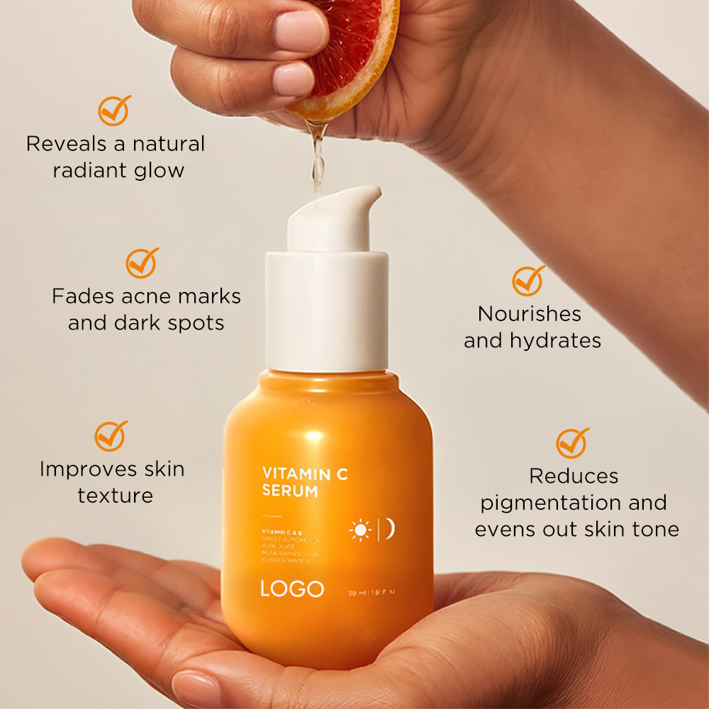 Customized Logo Brightening Skin Tone Powerful Antioxidant Reduce Dark Spots Vitamin E C Face Skin Serum