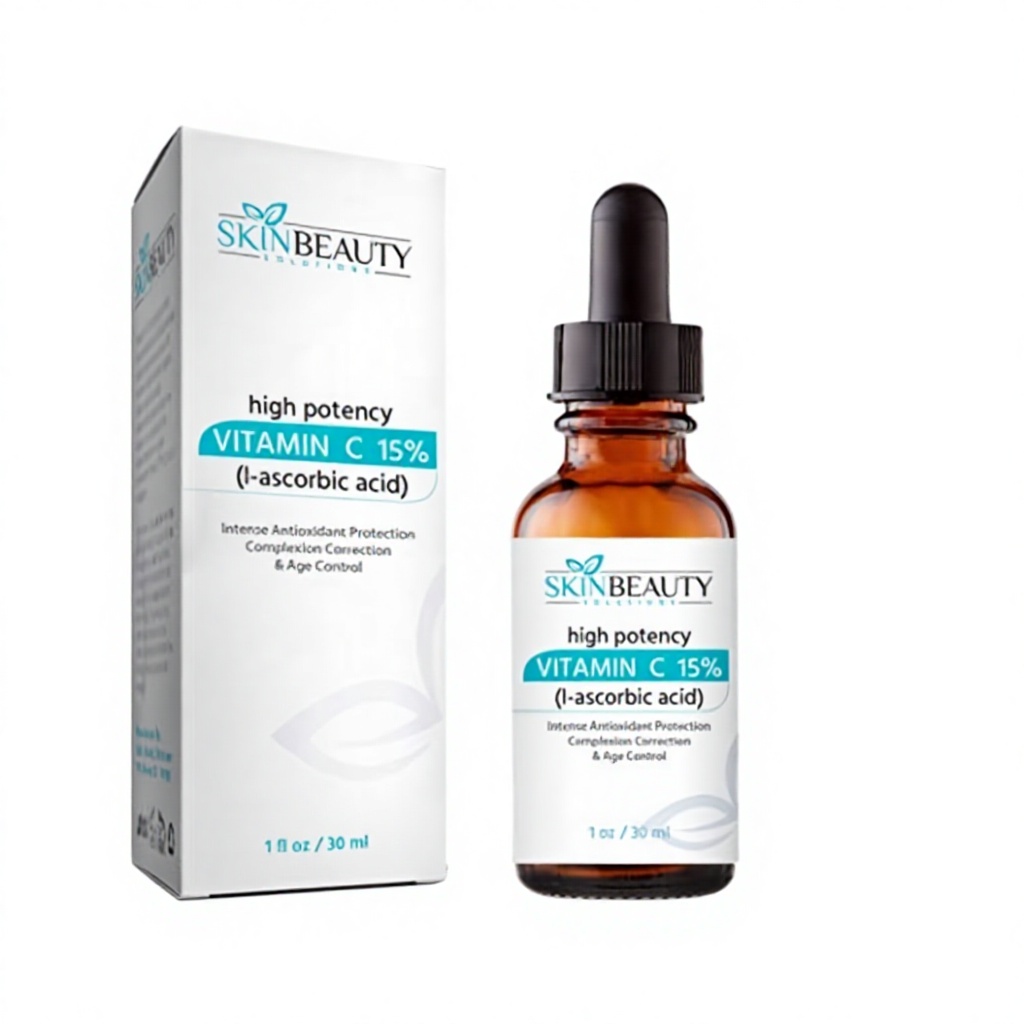 (1 Oz) Vitamin C 15% Anti-Oxidant Face Serum Organic L-Ascorbic Acid Vegan Hyaluronic Acid Professional Strength Skin