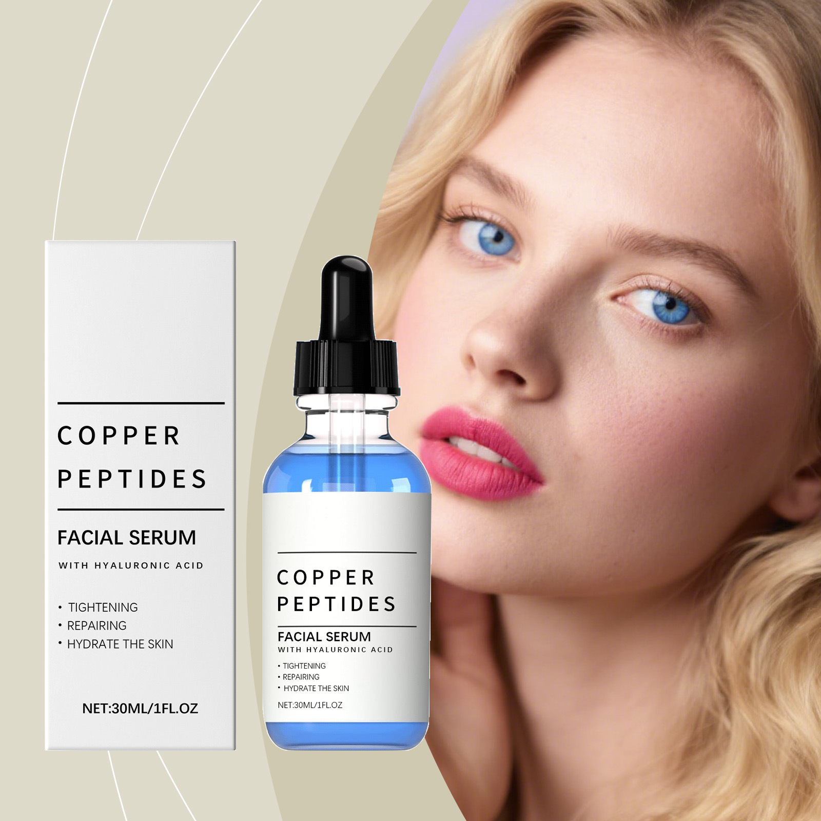 Hyaluronic Acid Anti-Wrinkle Moisturizing Serum Nourishing Shiny Hydrating Facial Care with Tightening &amp; Repairing 30ml