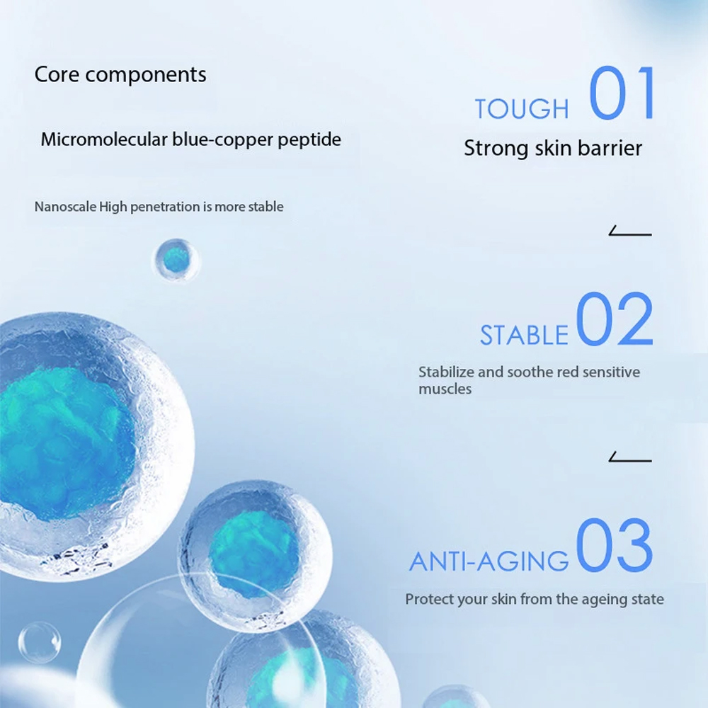 Private Label Blue Copper Peptide Lyophilized Powder Face Serum Set Skin Care Repairing Skin Barrier Moisturizing Anti Aging