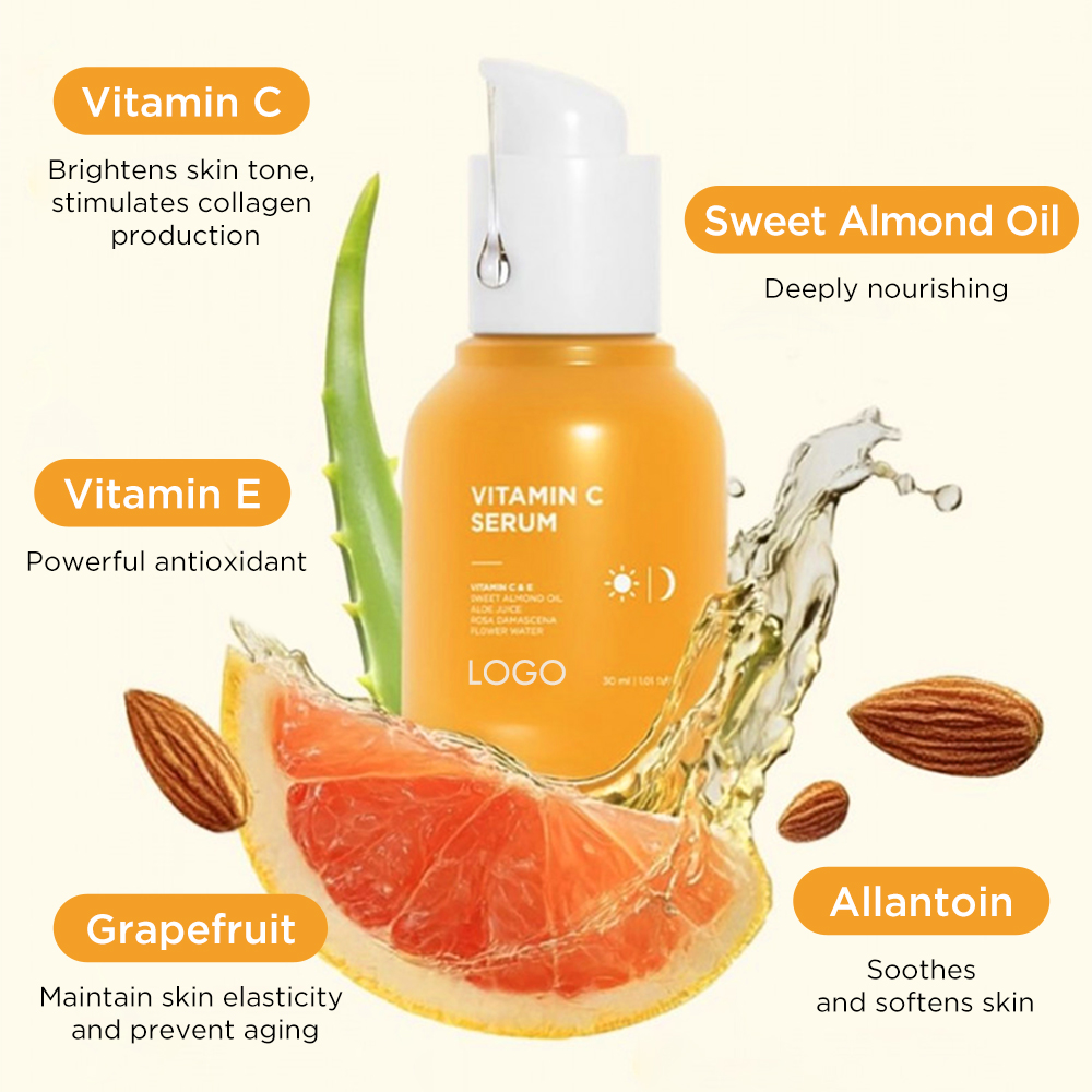 Customized Logo Brightening Skin Tone Powerful Antioxidant Reduce Dark Spots Vitamin E C Face Skin Serum