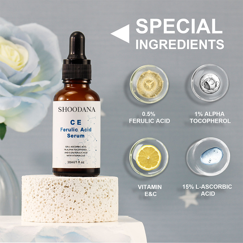 Private Label Organic Natural Ferulic Acid Vitamin C Serum Hyaluronic Acid Niacinamide Anti-Wrinkle Anti-Aging Lightening