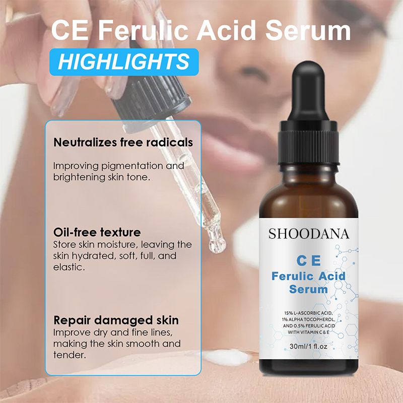 Private Label Organic Natural Ferulic Acid Vitamin C Serum Hyaluronic Acid Niacinamide Anti-Wrinkle Anti-Aging Lightening