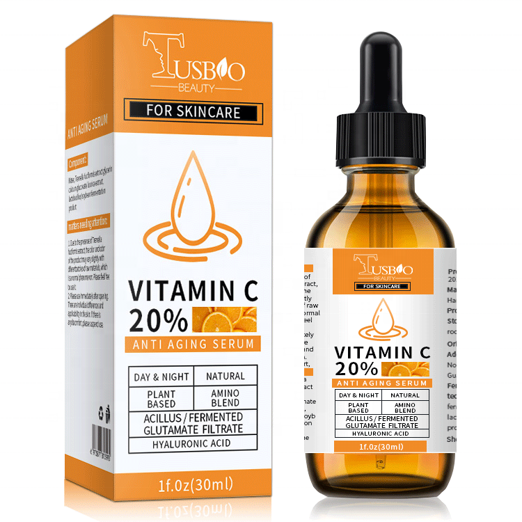 Tusbiobeauty Lady Skincare Private Label Natural Vitamin C Facial Serum Brightening, Wrinkle Smoothing &amp; Deep Hydration Organic