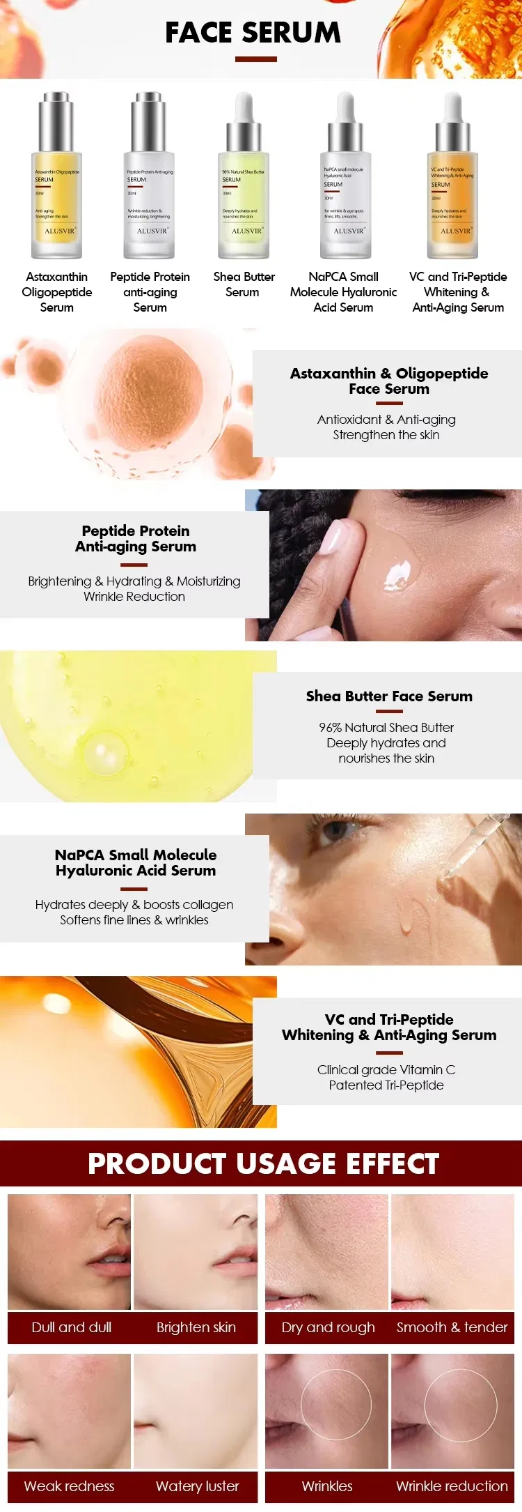 Face Serum Shea Butter Liquid Deep Moisturizing Hydrating Anti-Wrinkle Nourishing Facial Serum