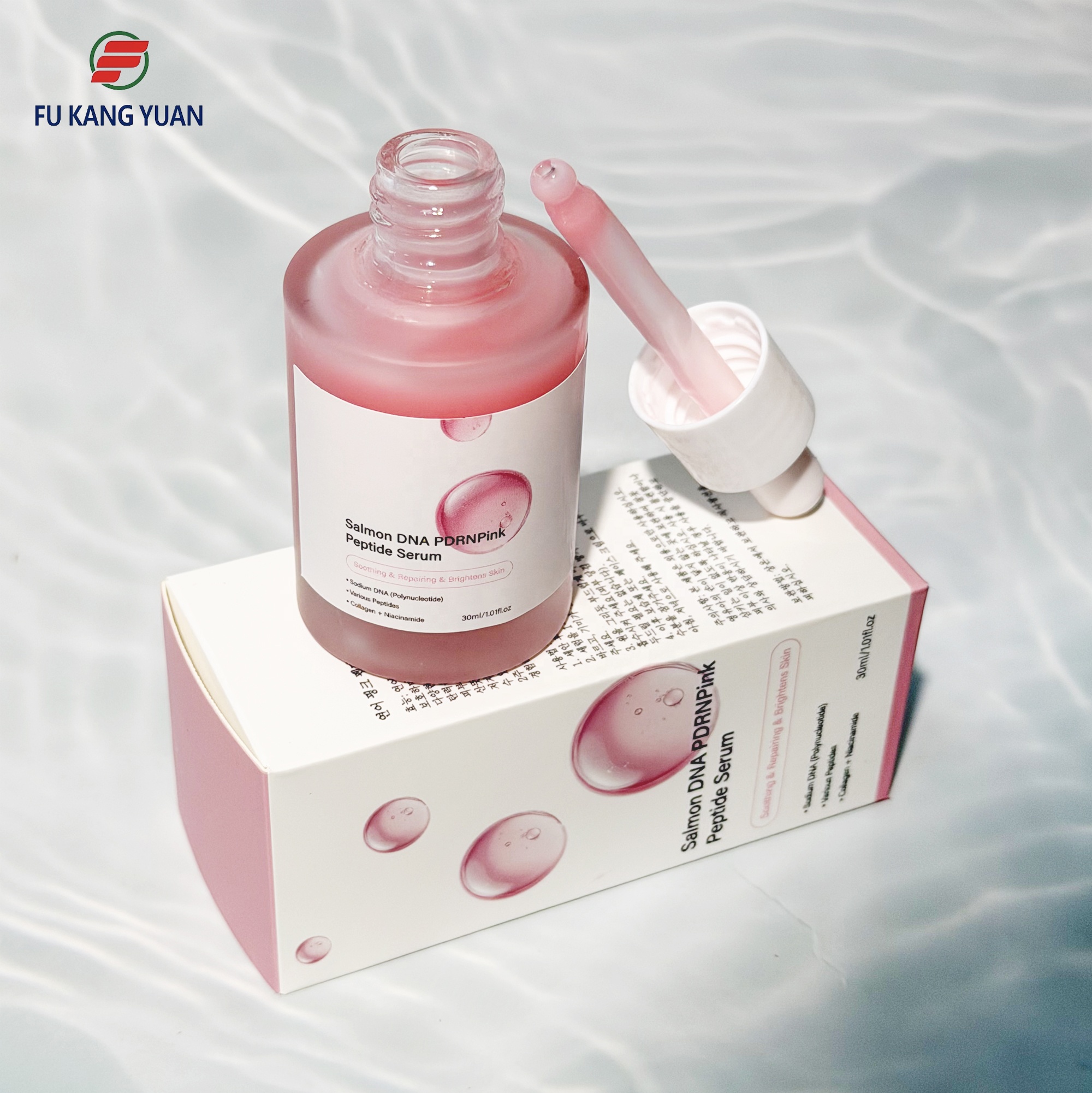 FKY Salmon DNA PDRN Peptide Serum 30ml Liquid Anti-Aging Whitening Face Brightening Firming Moisturizer Skin Care OEM