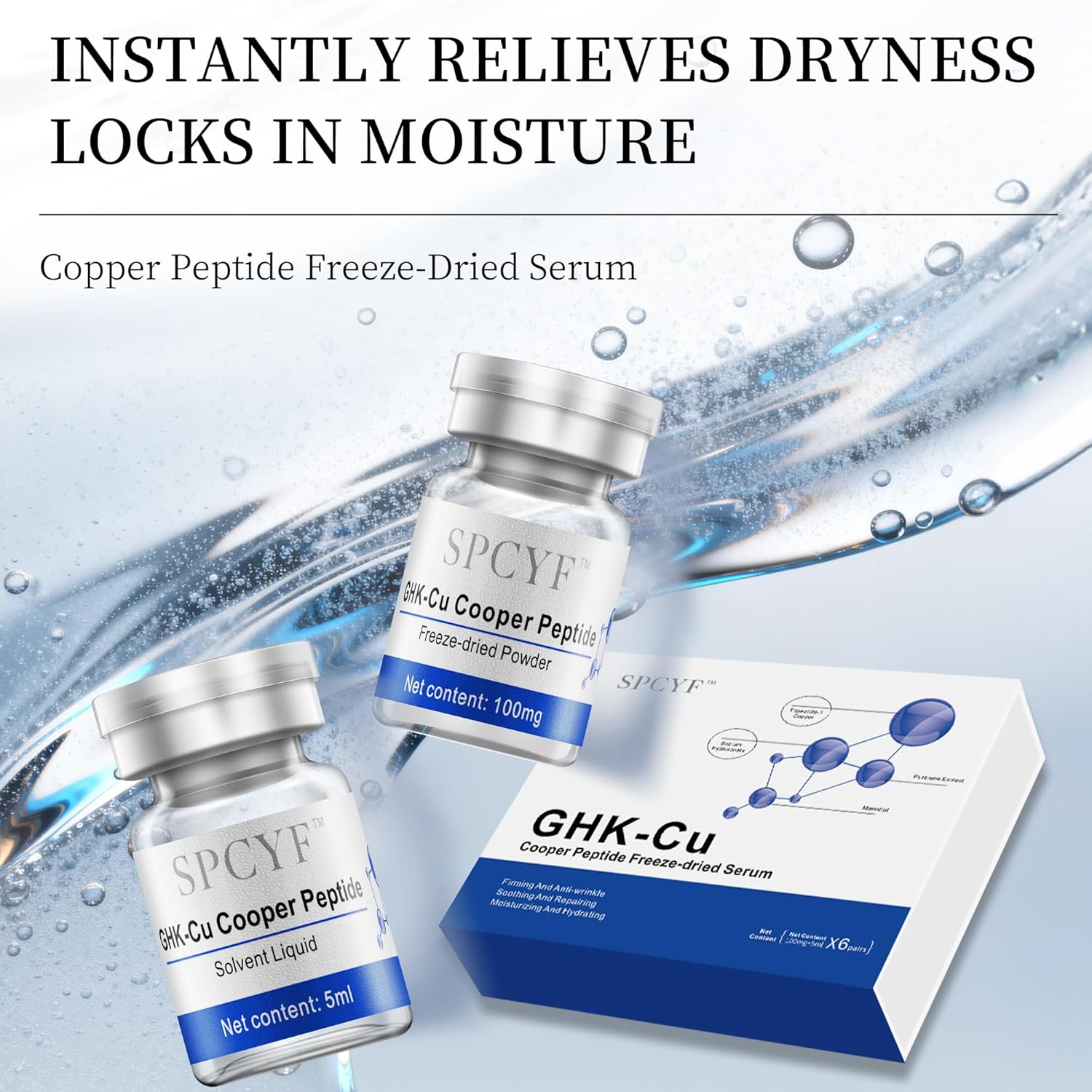 OEM Copper Peptides Serum Face Repairing Tightening Collagen Boosting GHK-Cu Peptide Hyaluronic Acid Anti-Aging Skincare