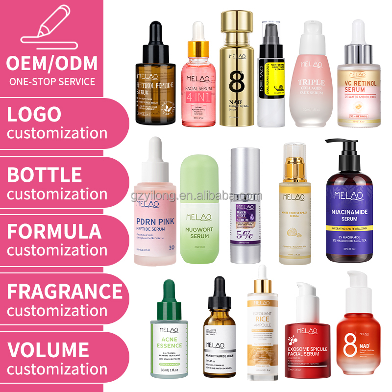 Manufacturer OEM Korean Skin Care Serum Hyaluronic Acid Retinol SNAP-8 + GHK-CU Peptide Anti Aging Wrinkle Vitamin C Face Serum
