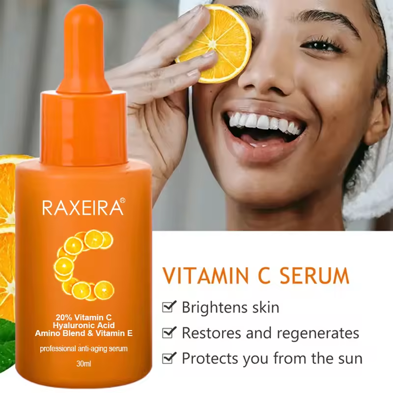 OEM Natural Vitamin C Peptide Anti-Wrinkle Anti-Aging Facial Essence Whitening Liquid Skin Care Private Label Vitamin C Serum