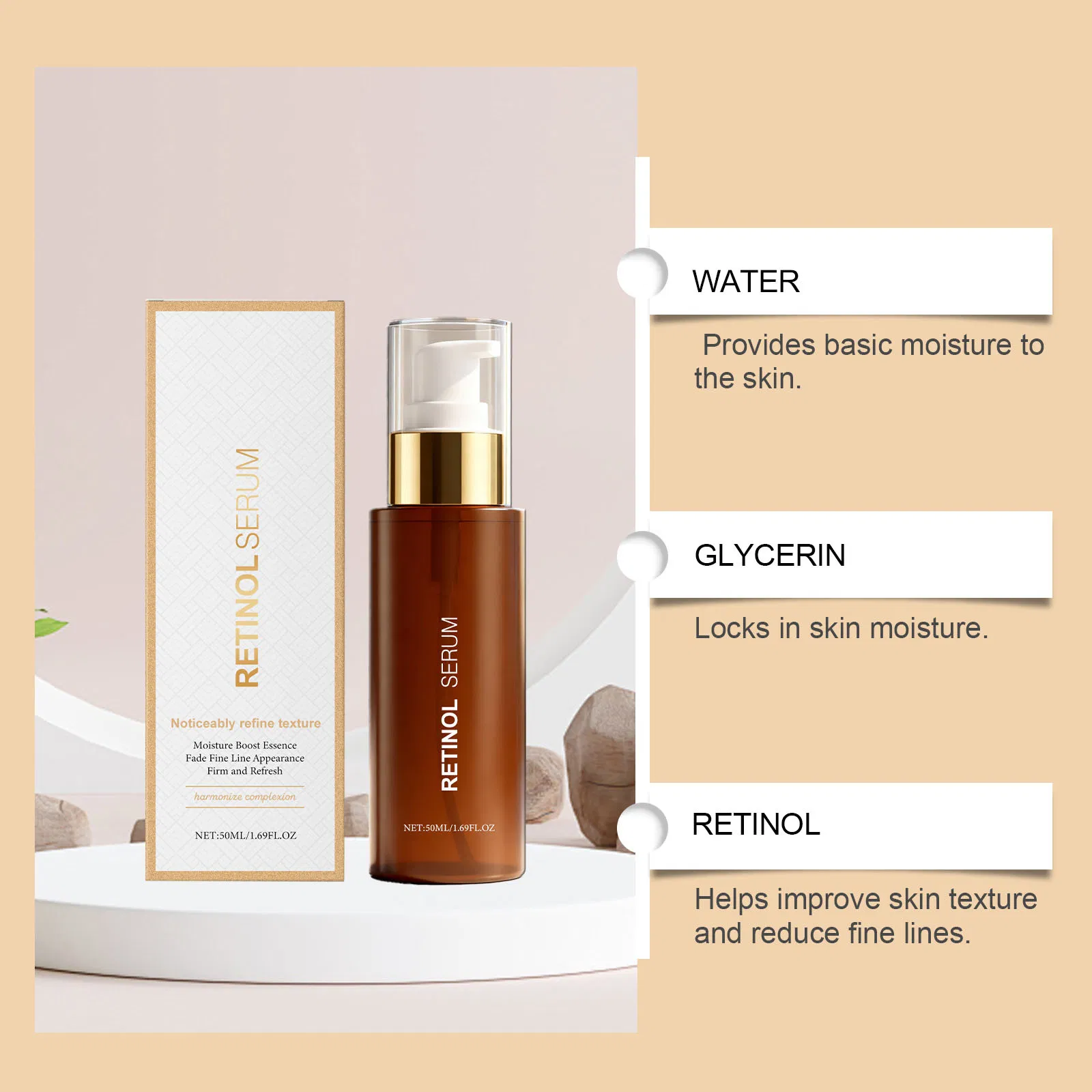 Wholesale Skincare Retinol Face Serum with Vitamin Anti-Aging Firming Moisturizing Reduces Lines Wrinkles for Sensitive Skin