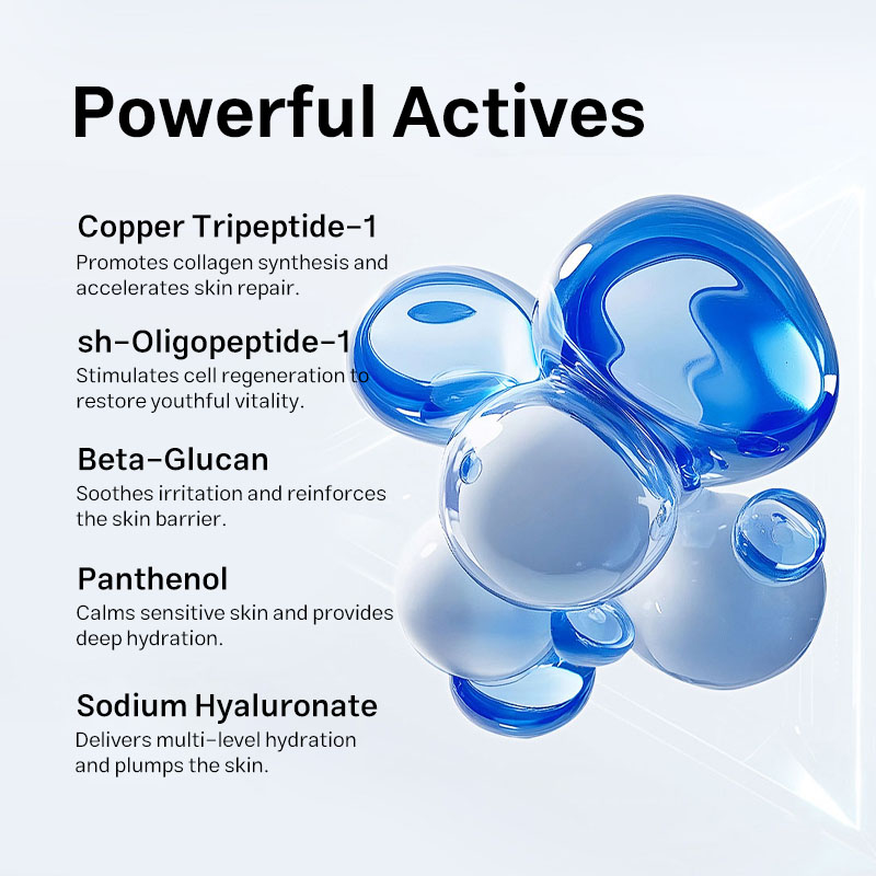 Custom Private Label GHK-Cu Blue Copper Peptide Ampoule Kit with EGF for Post Procedure Skin Repair Barrier Regeneration Serum