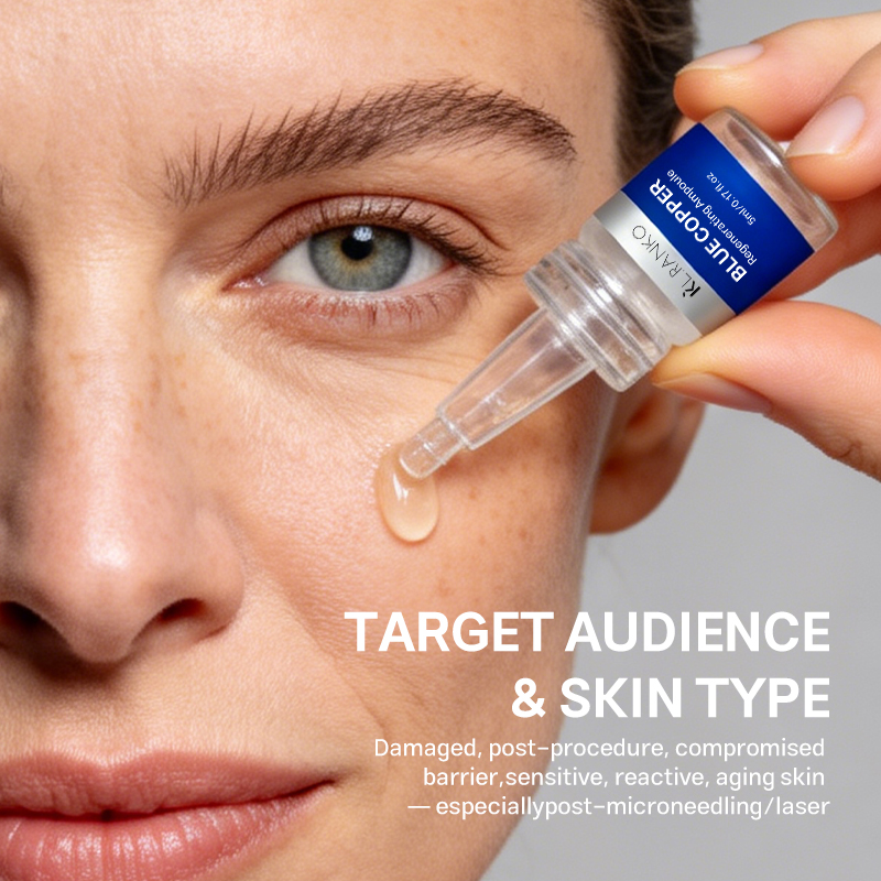 Custom Private Label GHK-Cu Blue Copper Peptide Ampoule Kit with EGF for Post Procedure Skin Repair Barrier Regeneration Serum