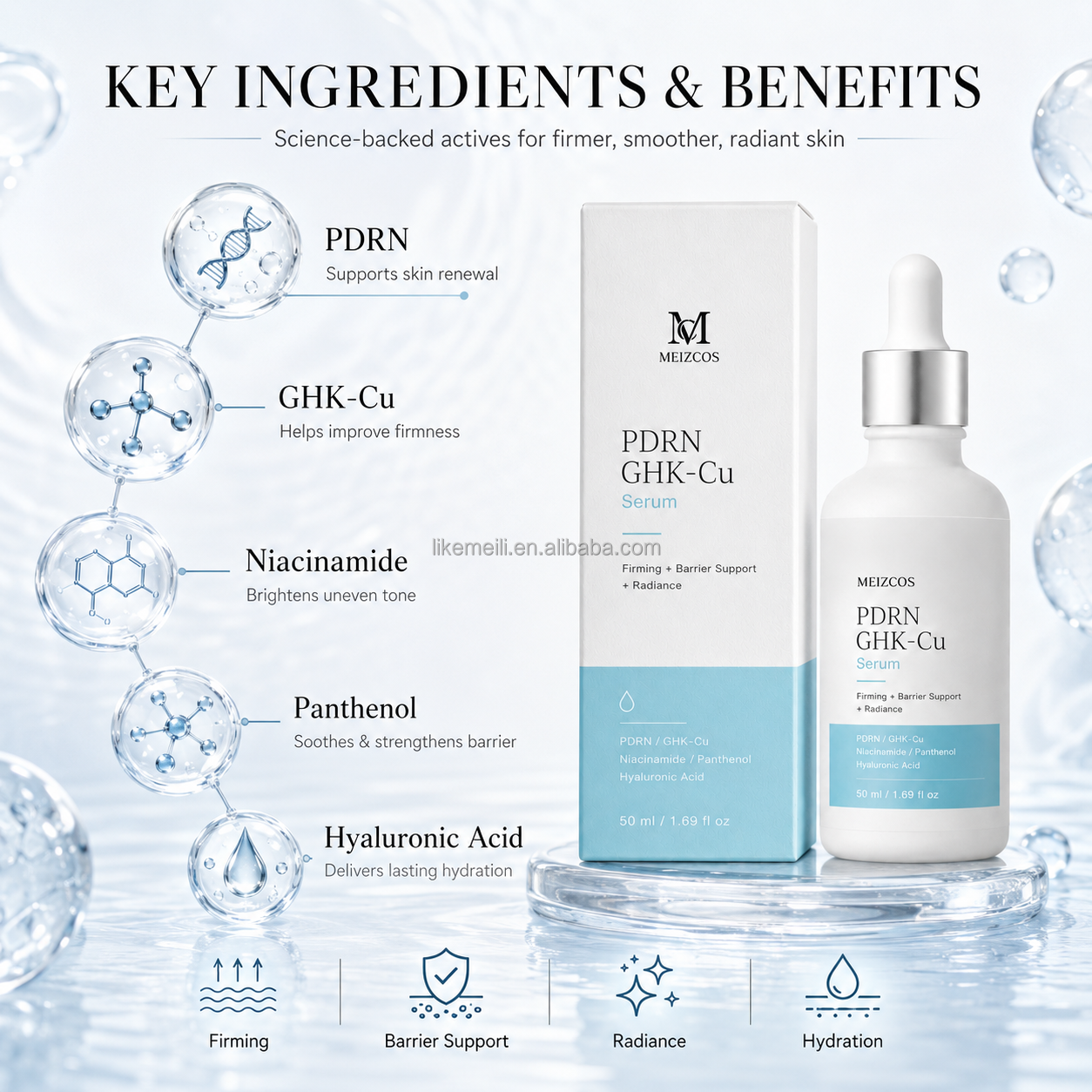 Premium PDRN Peptide Serum Lifting Repair Care Elasticity Support Smooth Texture Hydration Boost Cosmetic Products GHK-Cu Serum