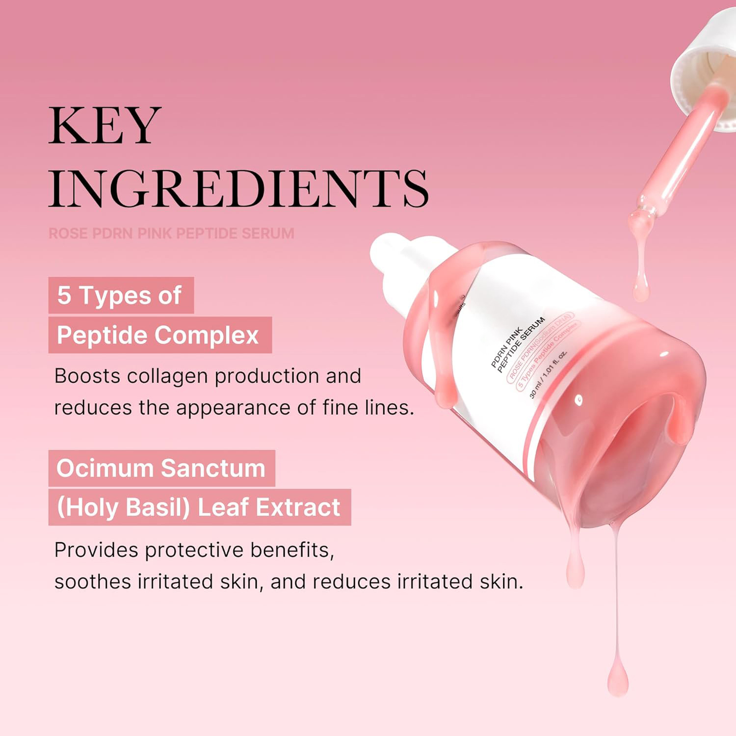 Private Label PDRN Pink Peptide Serum Niacinamide Hydrate Moisturize Firming Uneven Skin Tone Facial Serums for Dark Spot Skin