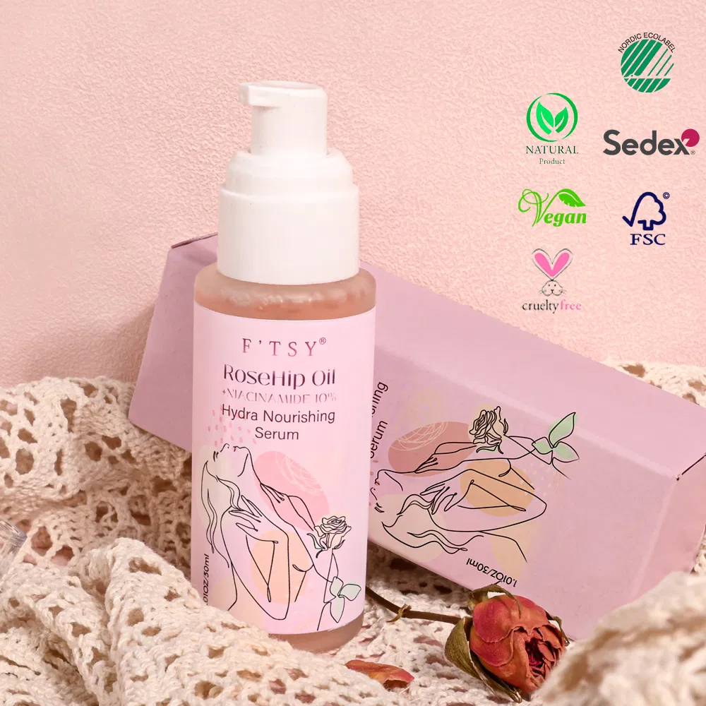 OEM ODM Private Label Natural Moisturizing Brightening Natural Extract Skin-Friendly Rose Hydrating Face Oil Facial Serum
