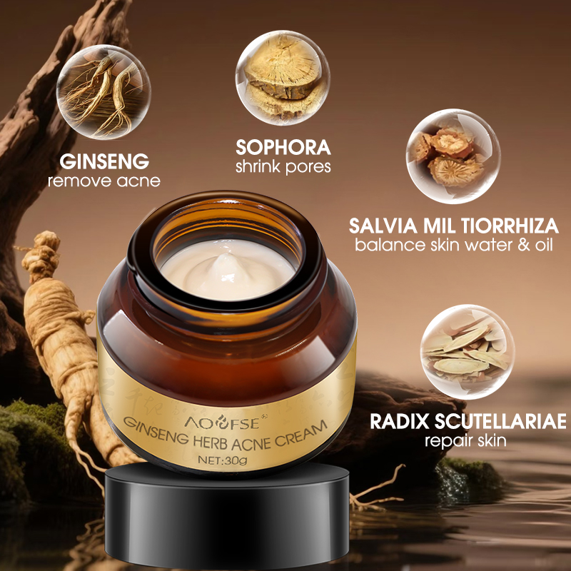 Herbal Night Cream Anti Acne Moisturizing Brightening Ginseng Skin Care Cream For Acne Scars