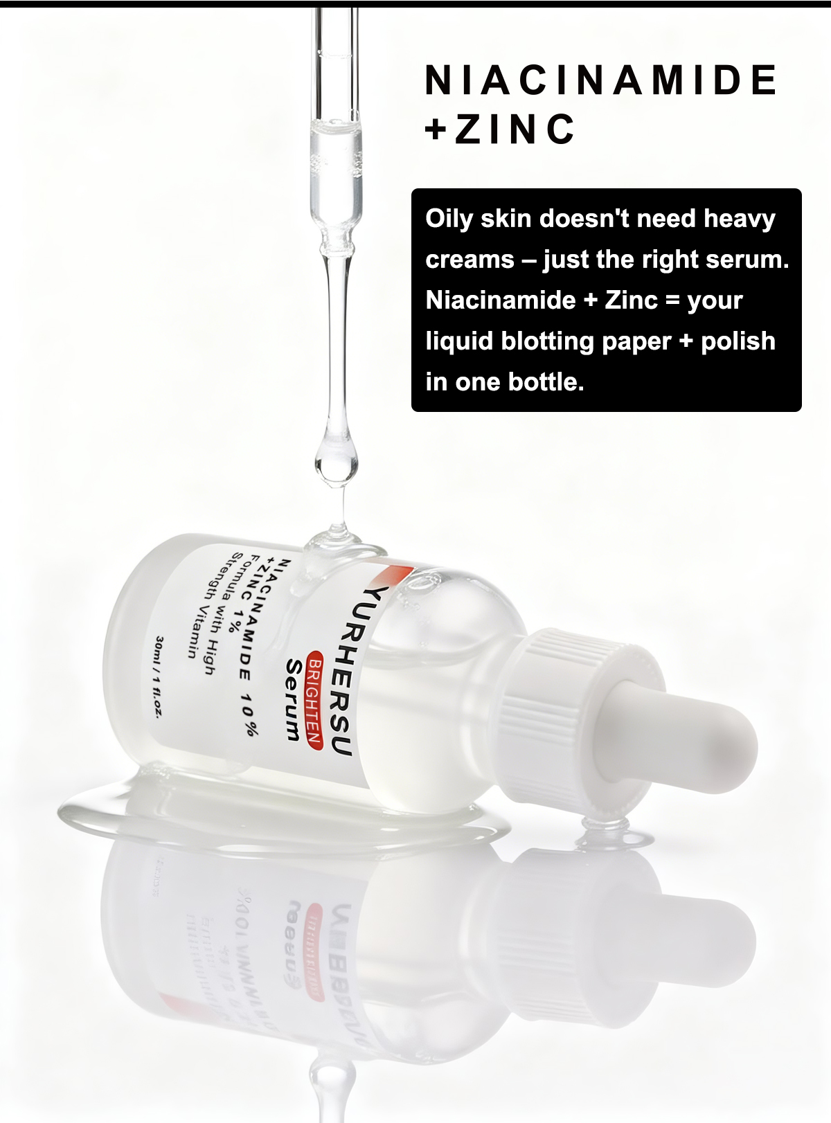 10% Niacinamide 1% Zinc PCA Serum High Concentration Vitamin B3 Facial Essence for Effective Fade Pore Minimizer Refining