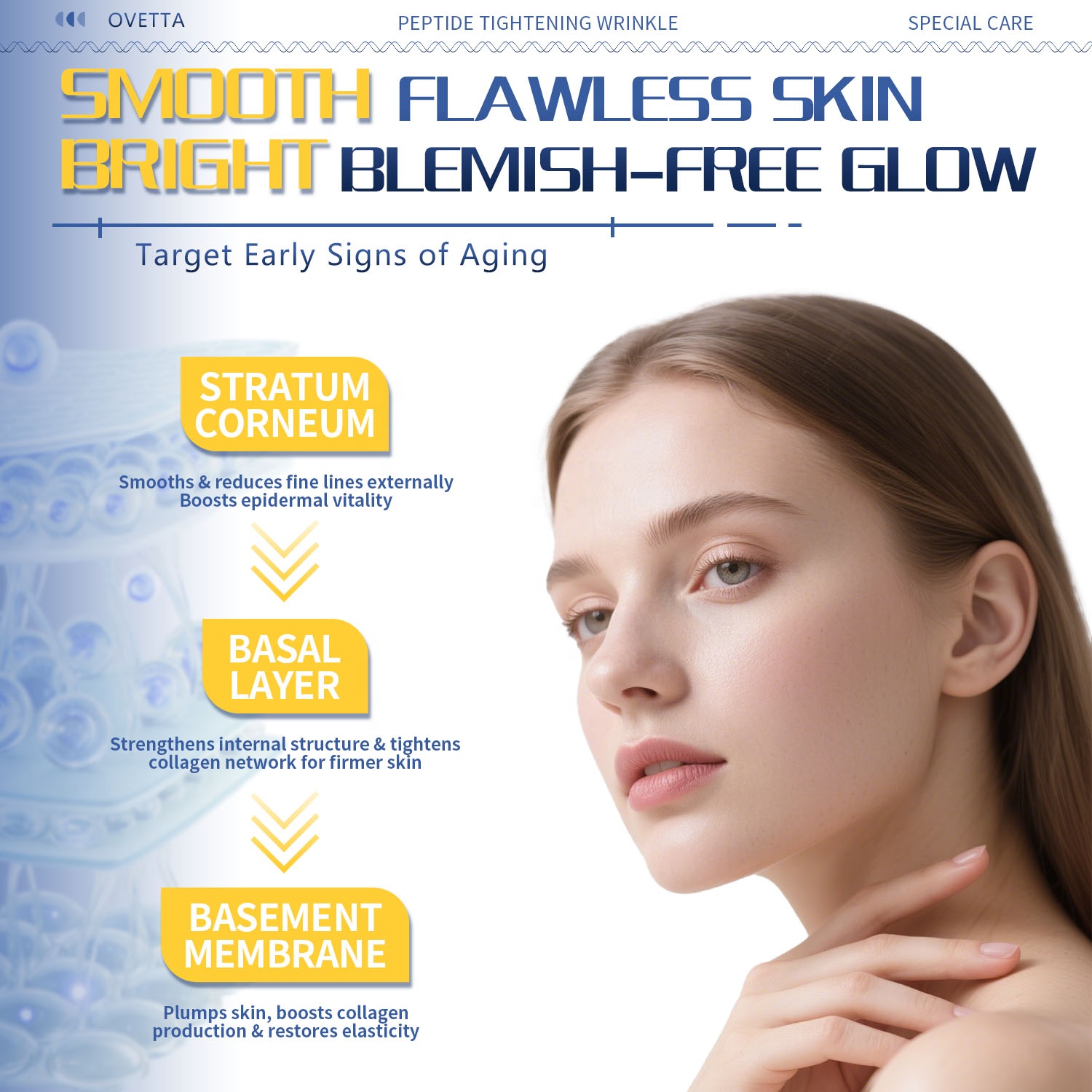 Private Label Skin Firming Deeply Nourishing 3ml Essence Anti-aging Ampoule Lyophilized Peptide Powder for Home Use