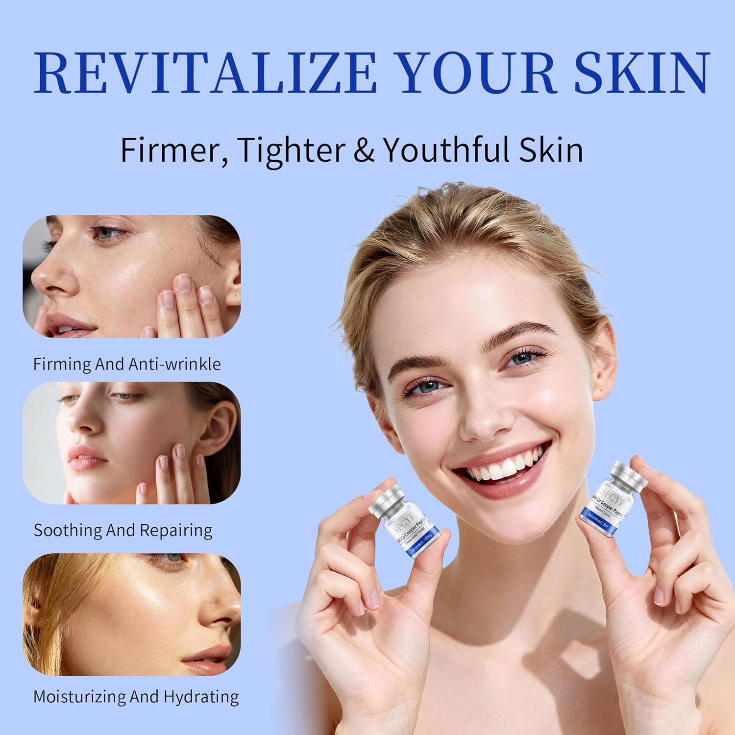 OEM Copper Peptides Serum Face Repairing Tightening Collagen Boosting GHK-Cu Peptide Hyaluronic Acid Anti-Aging Skincare