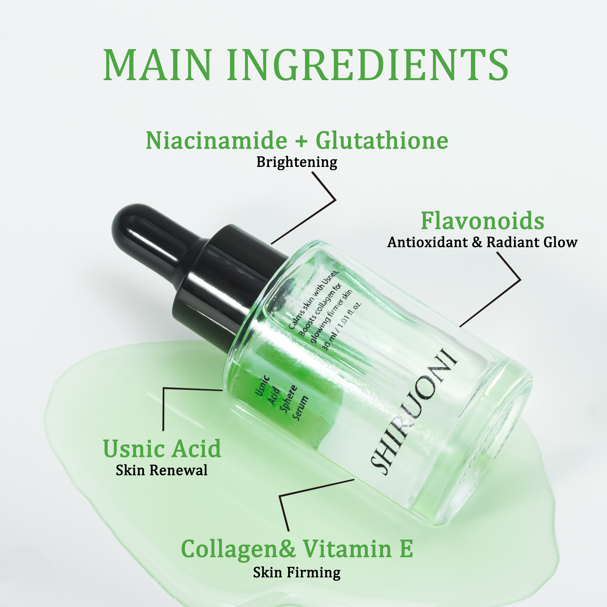 OEM Usnic Acid Serum Anti Aging Acne Treatment for Face Brightening Essence for Oily Problematic Skin