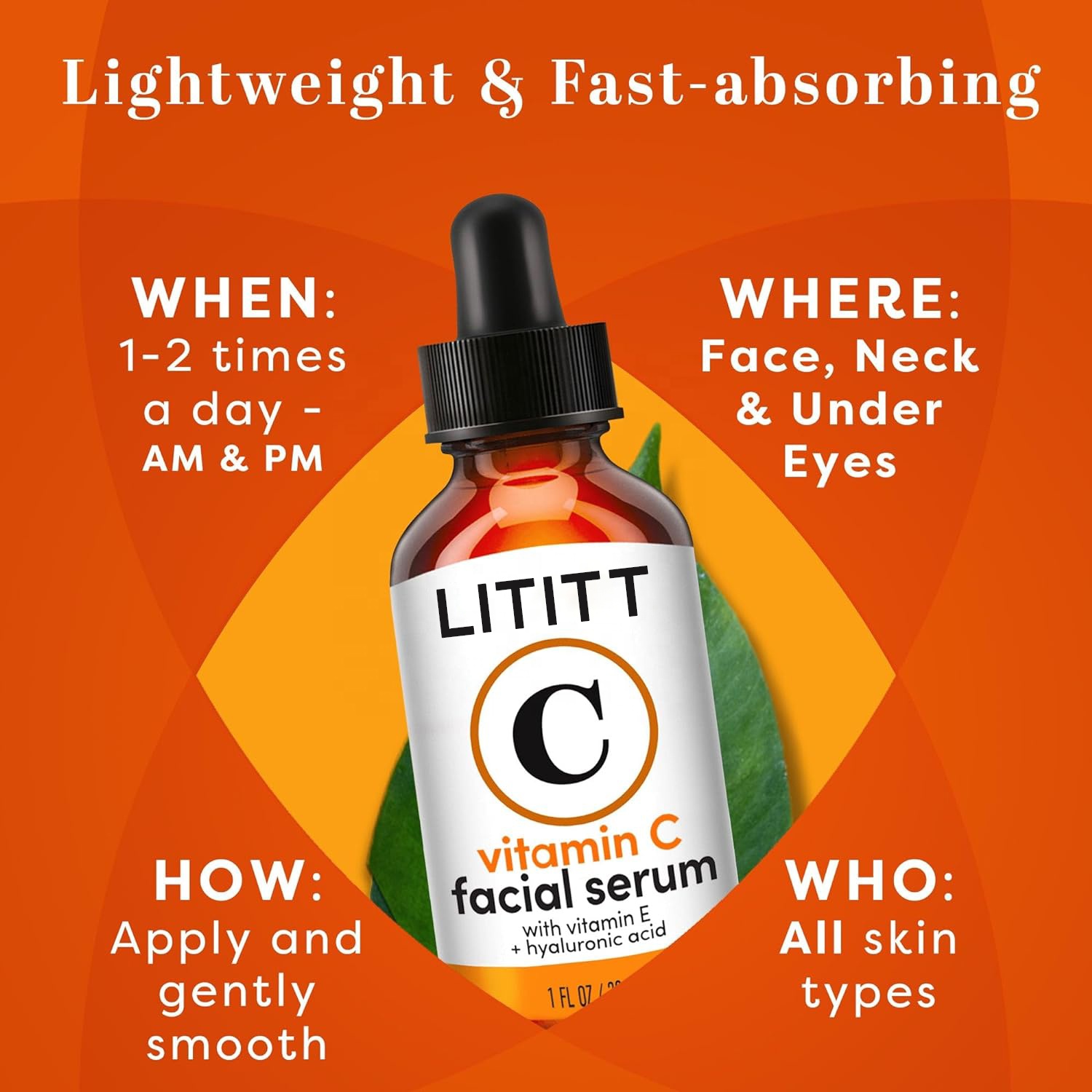 Liftt Vitamin C Serum with Hyaluronic Acid 24K Gold Anti-Aging Brightening Facial Treatment