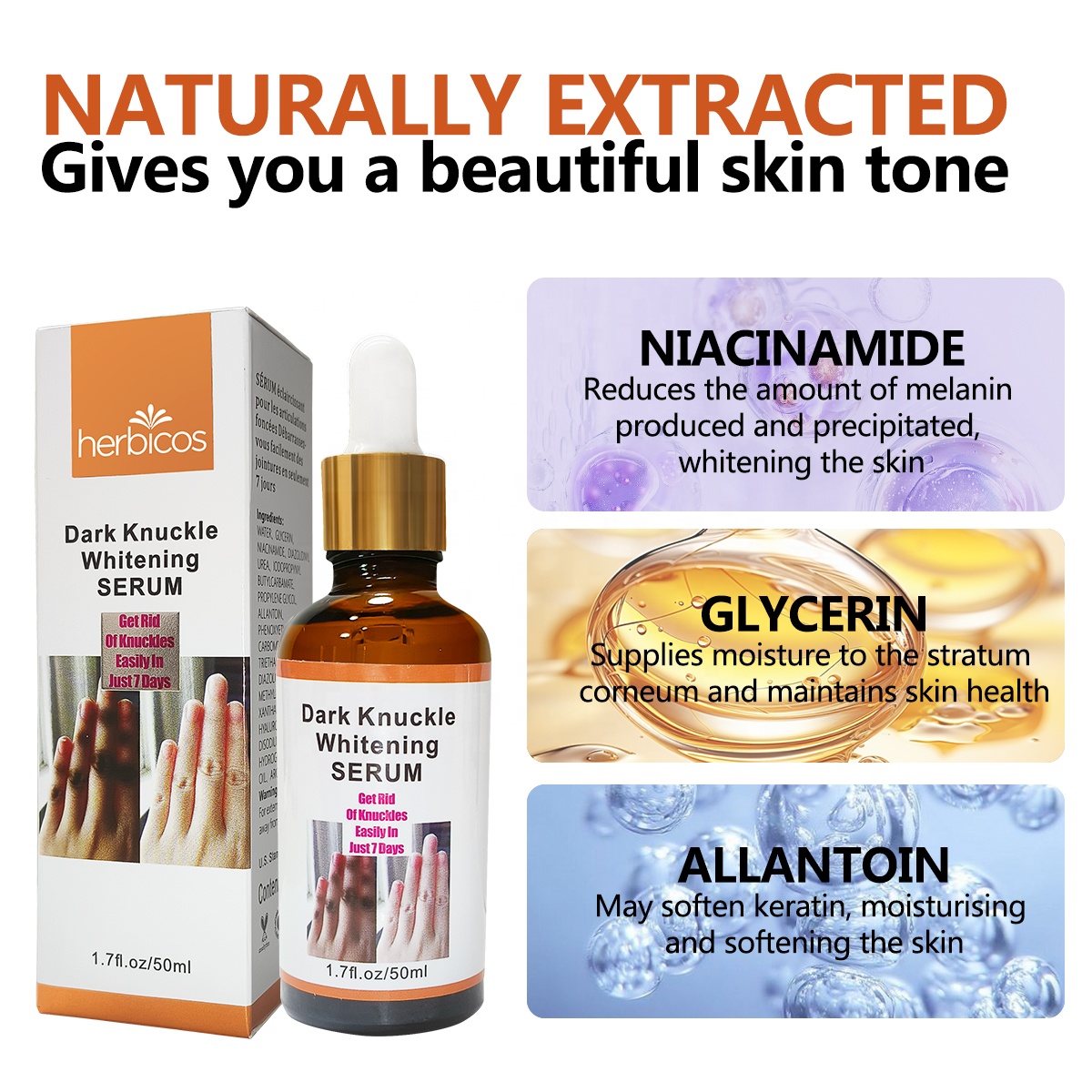 Private Label Organic Moisturizing Brightening 7 Days Dark Knuckle Eraser Oil Remover Whitening Serum