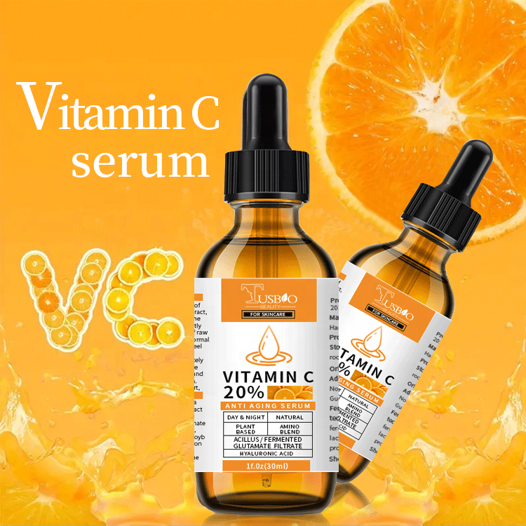 Tusbiobeauty Lady Skincare Private Label Natural Vitamin C Facial Serum Brightening, Wrinkle Smoothing &amp; Deep Hydration Organic