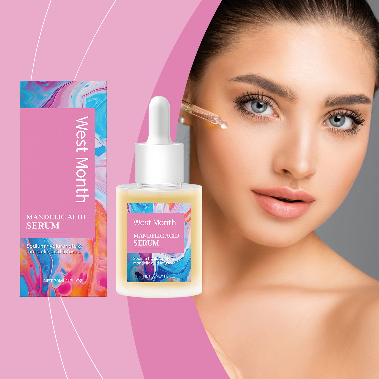 Private Label Mandelic Acid Serum Gentle Skin Exfoliator Facial Serum Silicone-Free For Women Unclogs Enlarged Pores