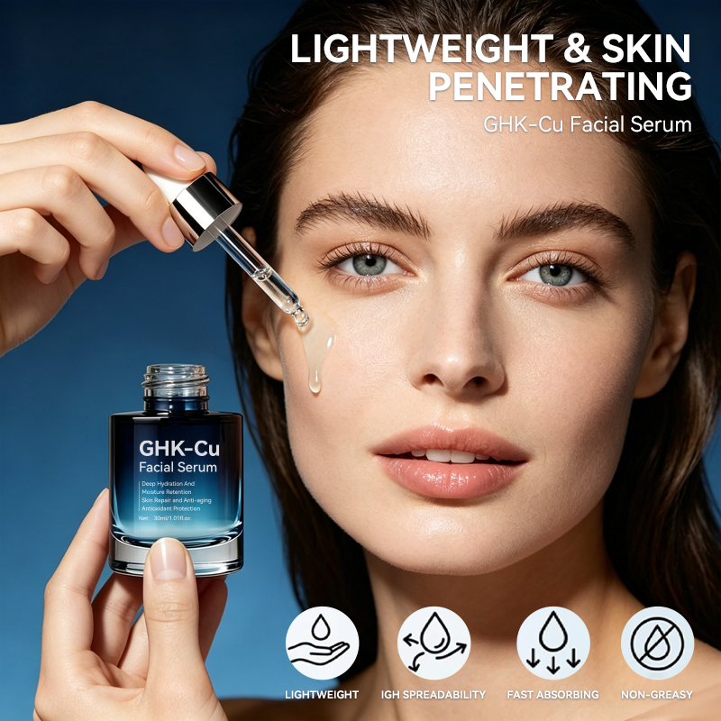 Skin Repair Hydration Wrinkle Reduction Firming Collagen Boosting Copper Peptides Anti-Aging GHK-Cu Peptide Serum for Face