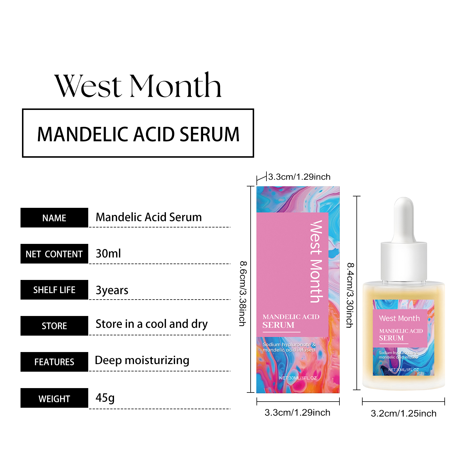 Private Label Mandelic Acid Serum Gentle Skin Exfoliator Facial Serum Silicone-Free For Women Unclogs Enlarged Pores