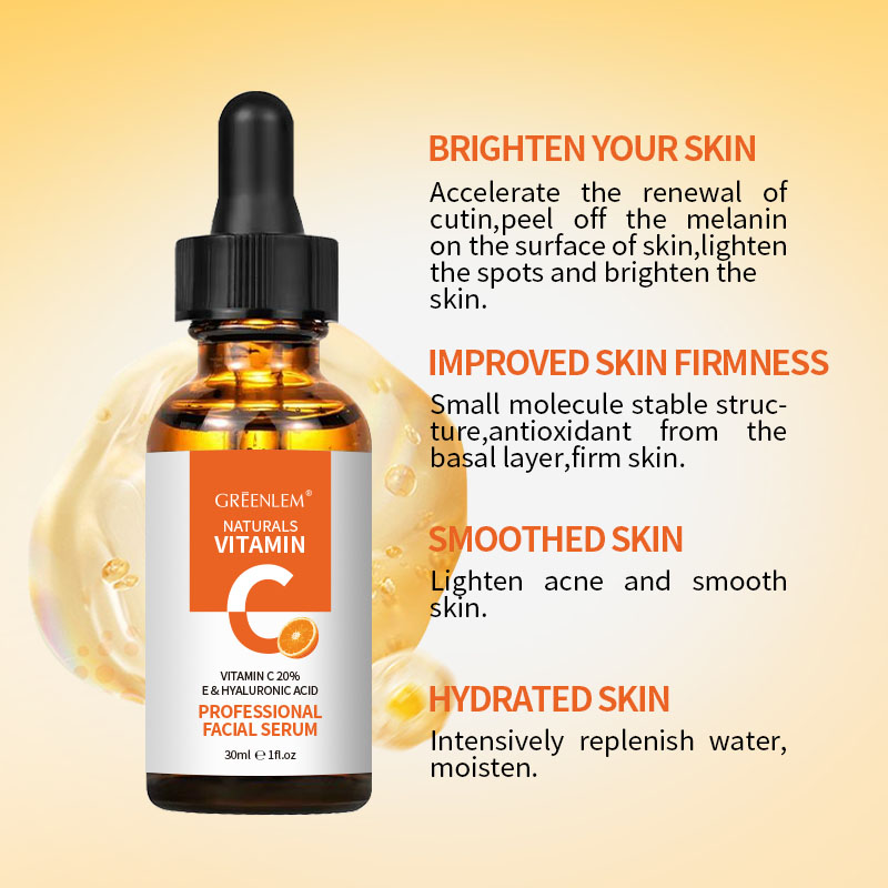 GREENLEM Vitamin C Hydrating Facial Serum With Brightening &amp; Deep Moisturizing Formula For All Skin Types Anti-Dullness