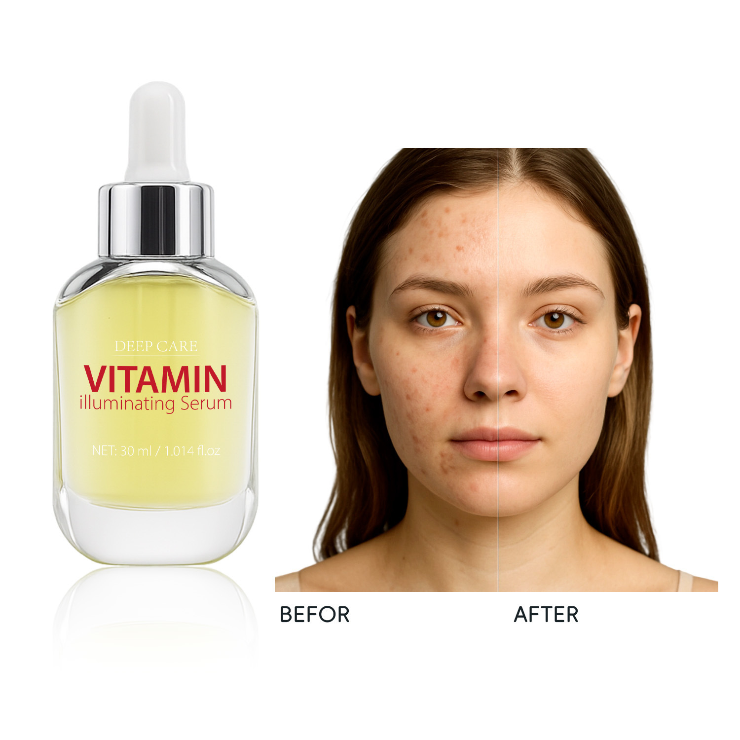 Cross-Border Vitamin Brightening Moisturizing 30ml Illuminating Serum Oil Balancing Neutral Packaging for Women