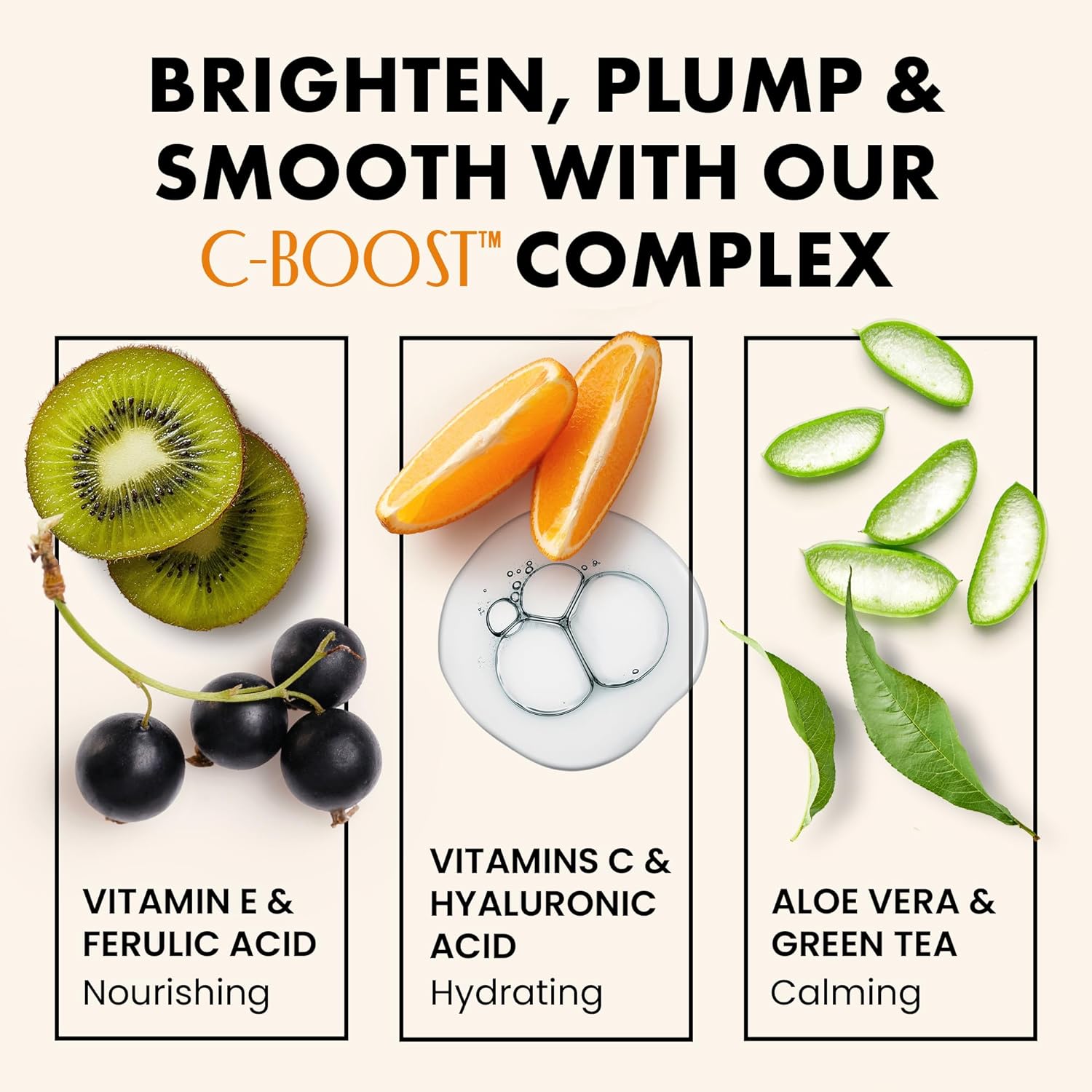Vitamin C Face Serum Hyaluronic Acid Ferulic Acid Vit E Facial Brightening Serum for Skin Care
