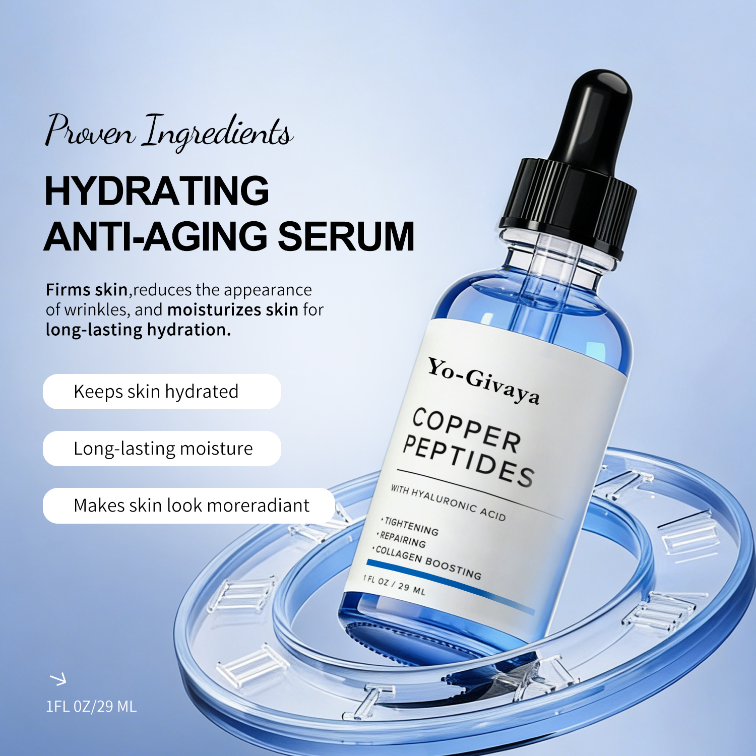 Copper Peptides Facial Serum OEM Manufacturer I Private Label GHK-Cu Anti-Aging Face Serum With Hyaluronic Acid Custom Formula