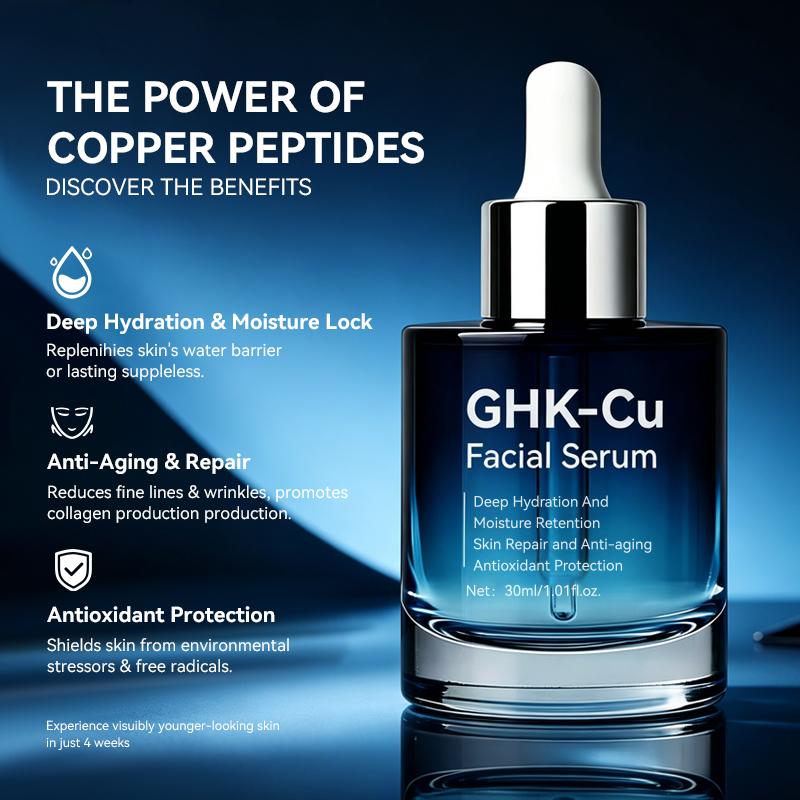 Skin Repair Hydration Wrinkle Reduction Firming Collagen Boosting Copper Peptides Anti-Aging GHK-Cu Peptide Serum for Face