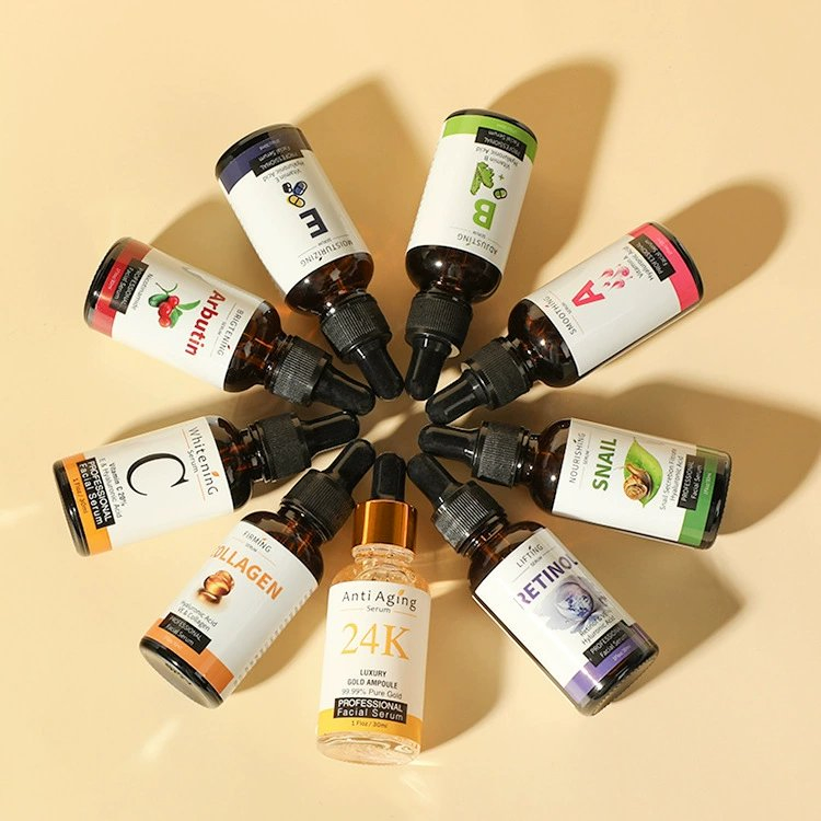 OEM Hyaluronic Acid Collagen Moisturizing Hydrating Smoothing Retinol Snail Arbutin Vitaming C Serum