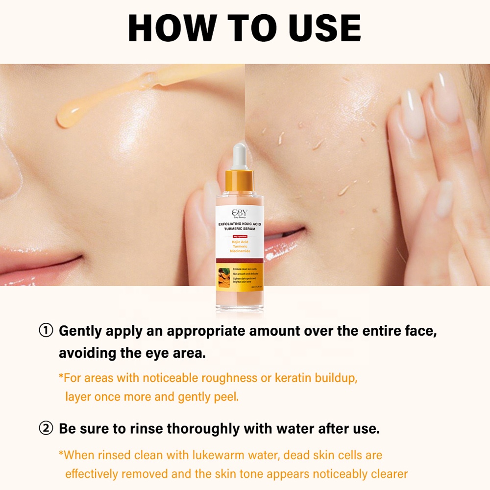 Kojic Acid Turmeric Peel Shot Serum 80ml Korean Exfoliating Facial Serum for Dark Spot Care Gently Removes Dead Skin Brightens