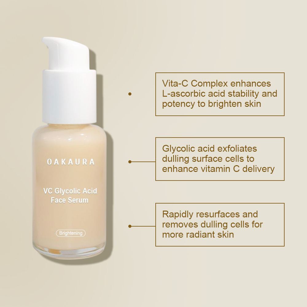OEM Brightening Vitamin C Face Serum Glycolic Acid Even Skin Tone Calming Redness Improve Hyperpigmentation