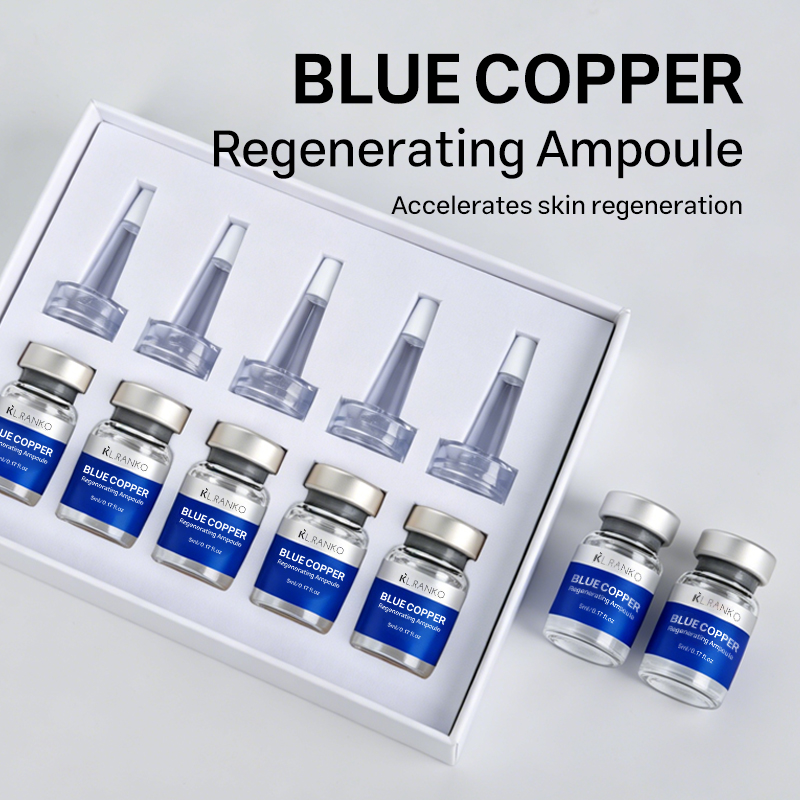 Custom Private Label GHK-Cu Blue Copper Peptide Ampoule Kit with EGF for Post Procedure Skin Repair Barrier Regeneration Serum