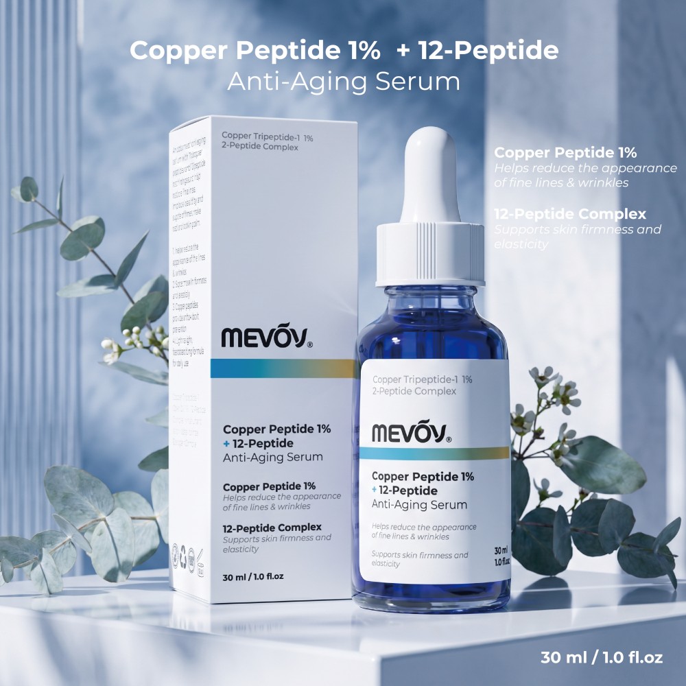 Private Label Copper Peptide Serum 1% GHK-Cu 12-Peptide Anti-Wrinkle Firming Facial Serum 30ml OEM ODM Face Care Serum