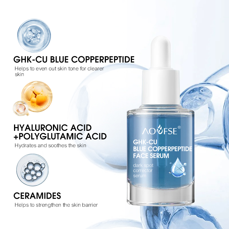 Wholesale Ghk-Cu Blue Copper Peptide Serum Skin Firming Hydrating Copper Peptide Serum Private Label
